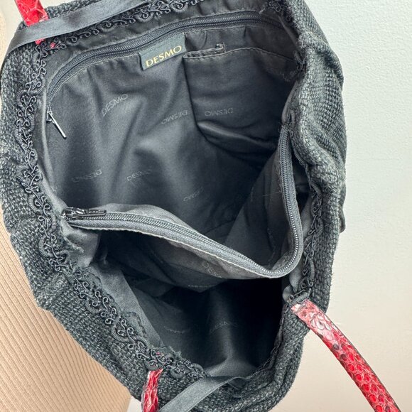 Desmo Tote Bag Black Embellished Flower Python - Picture 11 of 12